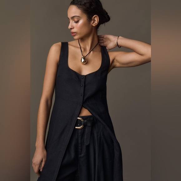 Anthropologie Sleeveless Flyaway Linen Tunic Vest - Picture 2 of 9